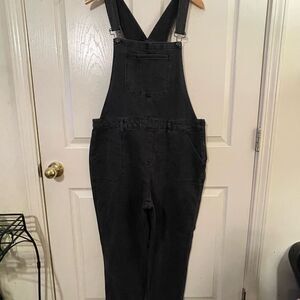 Women's Black Denim Overalls with Bib Pocket